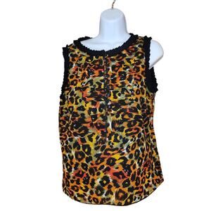 EUC Vintage Y2K DIMRI Artistic Cheetah Print‎ Sz L Sleeveless Blouse